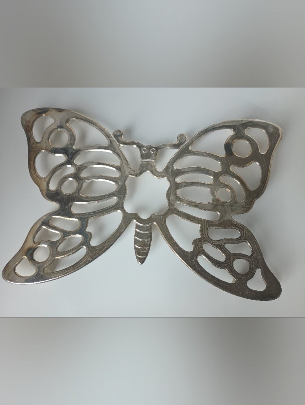 Vintage Leonard Silver Plate Butterfly Trivet - MCM Wall Decor
